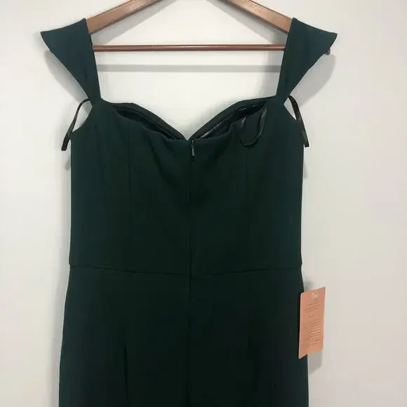 BHLDN Rossi Crepe Maxi Dress Gown Dark Green Size US 12 - Picture 12 of 14